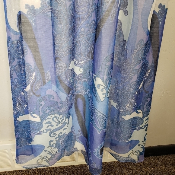 Aidan Mattox Women's 8 Paisley Maxi Dress Silk Blend Blue White Purple Formal - Picture 10 of 10